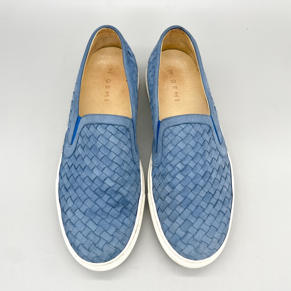 M Gemi The Cerchio Slip On Sneakers Womens 41 10 Blue Woven Nubuck Flats Preppy